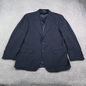 LL Bean Blazer Mens 44 Regular Blue Worsted Wool Single Vented Sport Coat Jacket